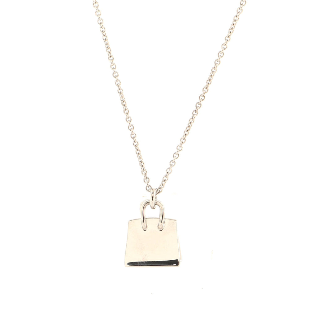 Birkin Amulette Pendant Necklace 18K White Gold and Diamonds