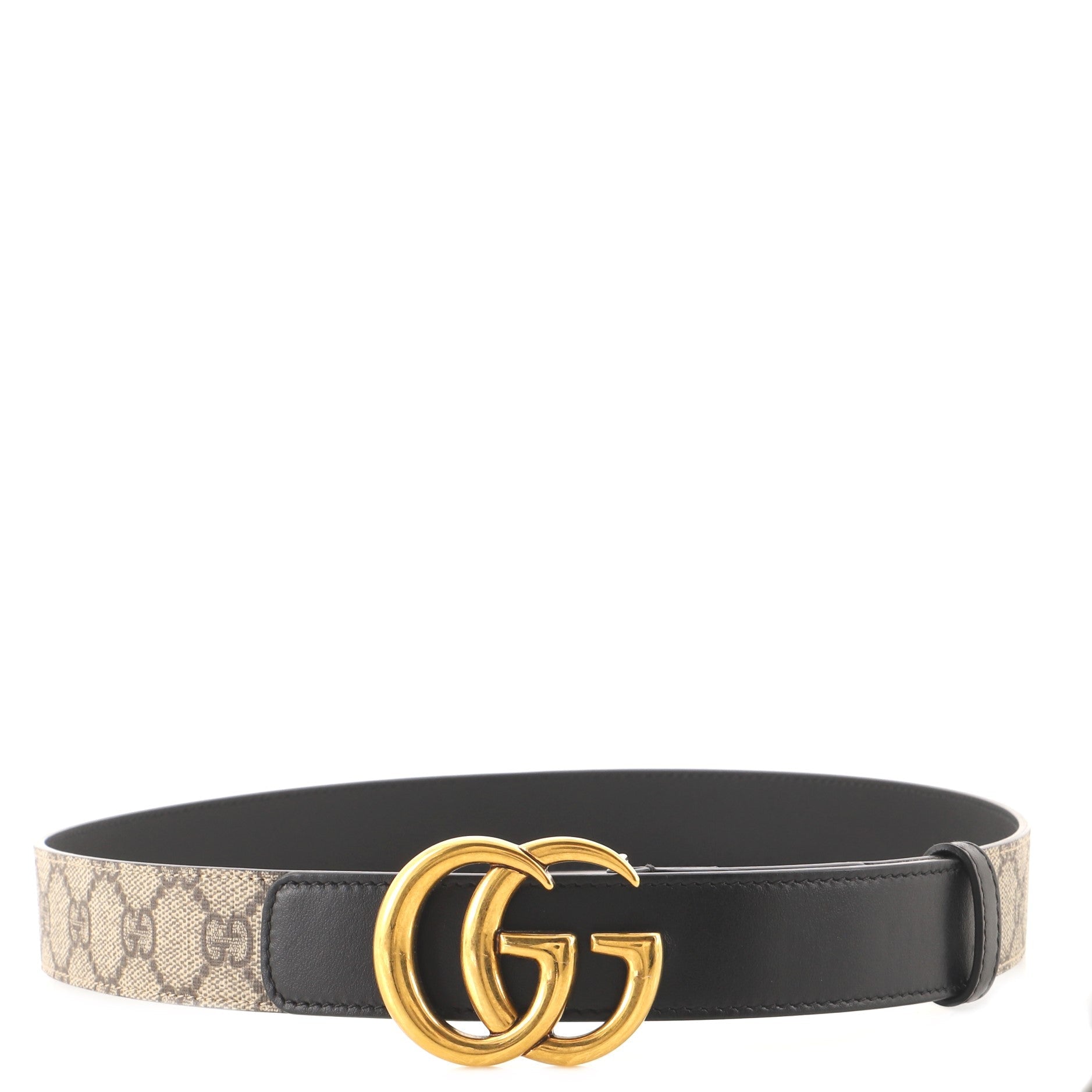 GG Marmont Belt GG Coated Canvas and Leather Wide 80