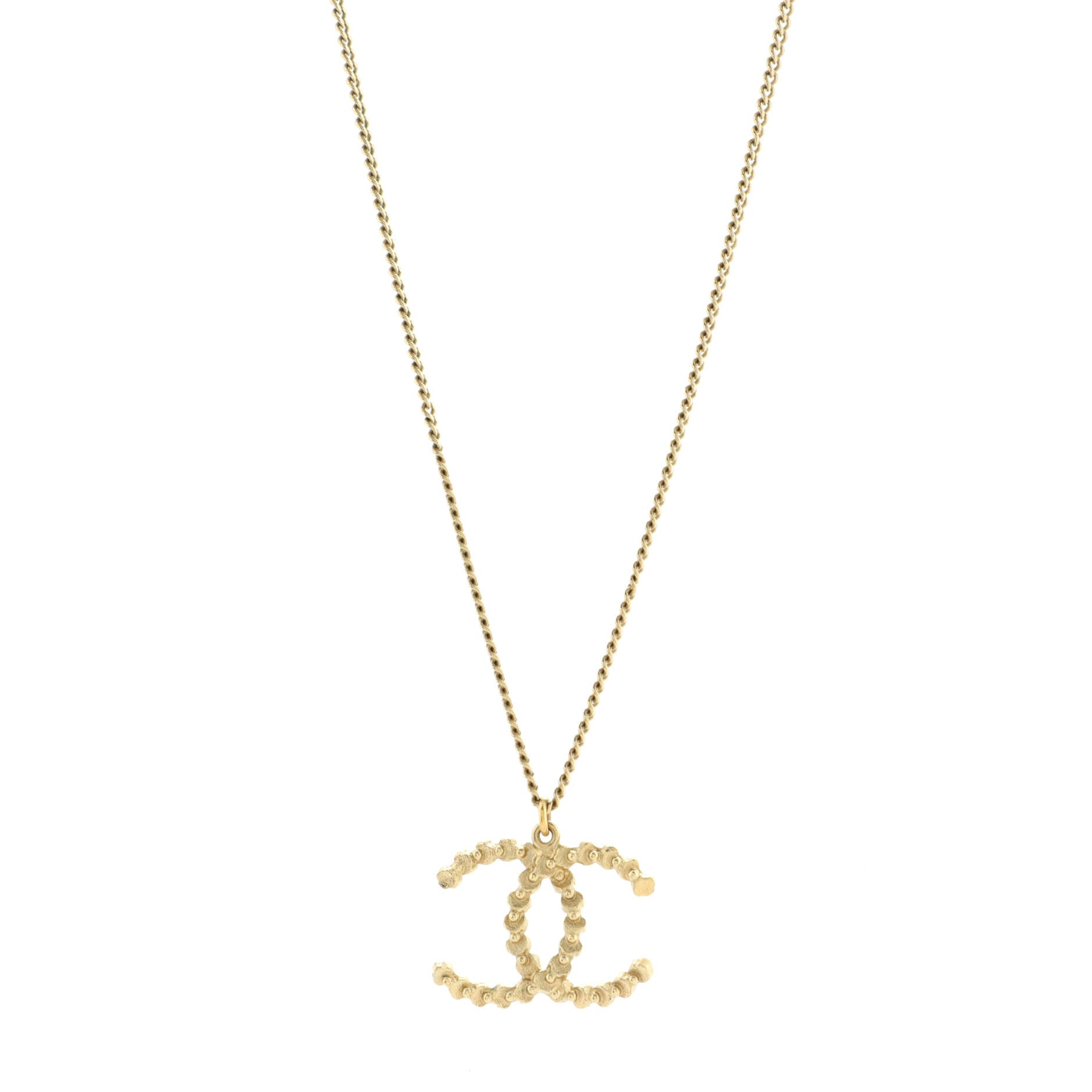 CC Pendant Necklace Metal with Crystals