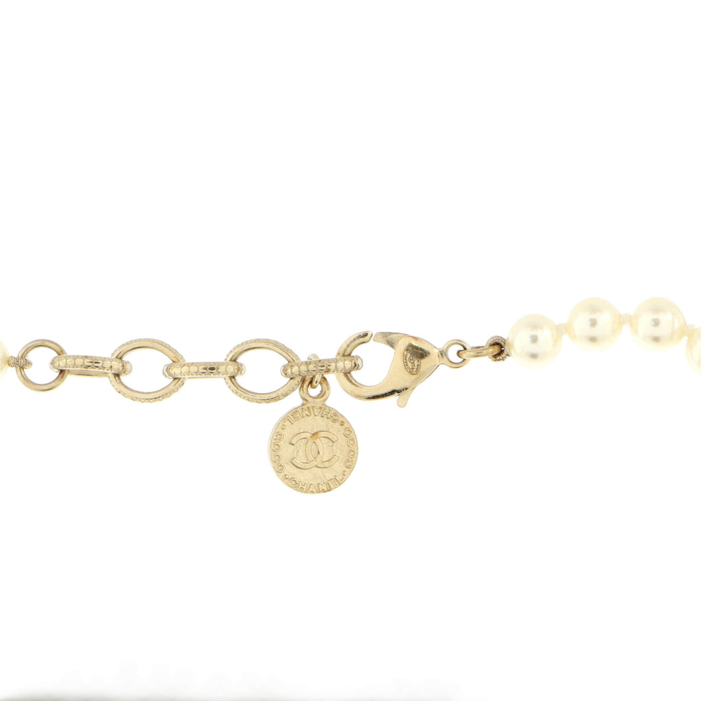 CC 100th Anniversary Short Necklace Metal with Faux Pearls and Crystals
