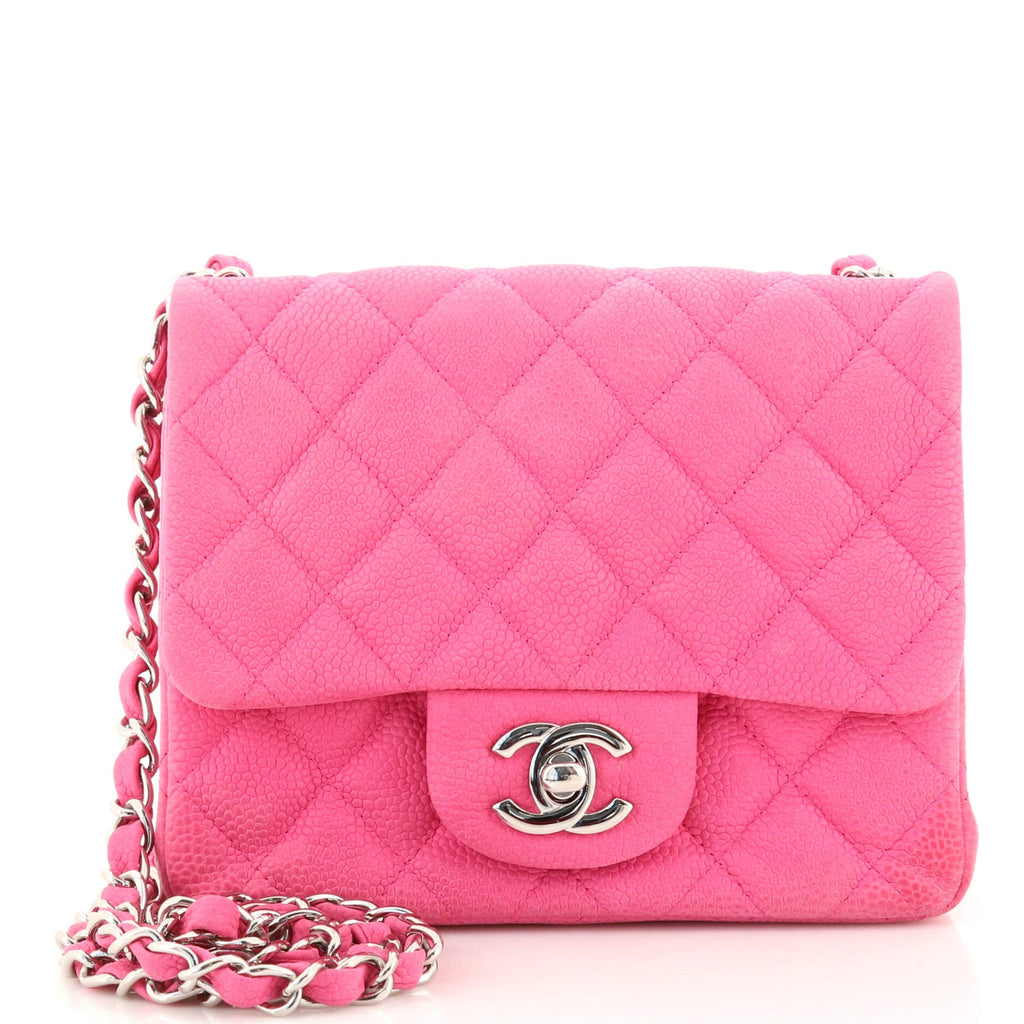 Square Classic Single Flap Bag Quilted Matte Caviar Mini