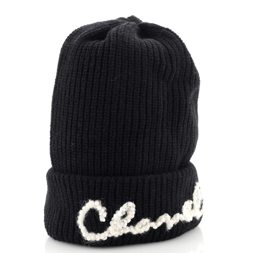 Logo Beanie Cashmere with Pearls XS