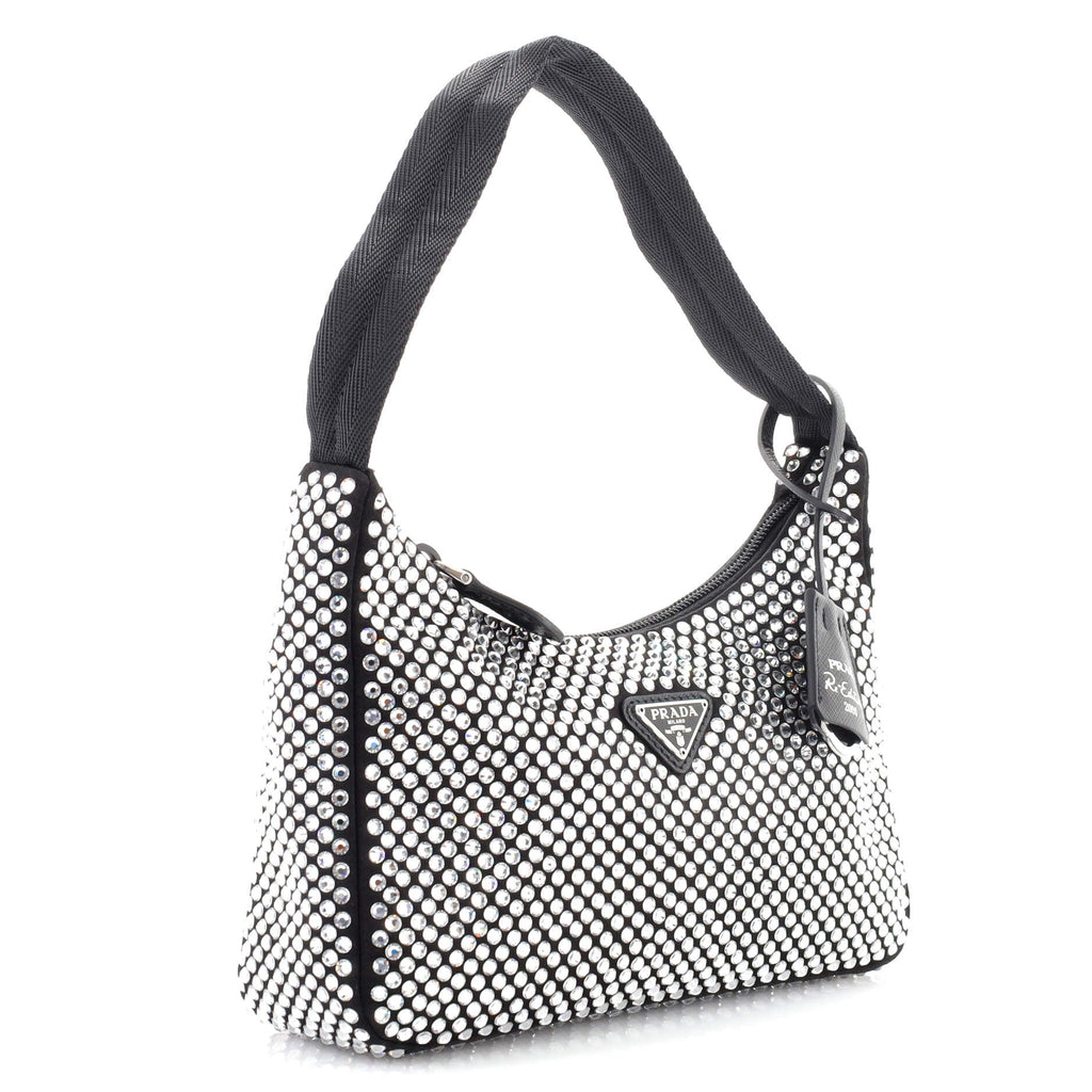 Re-Edition 2000 Hobo Crystal Embellished Satin Mini