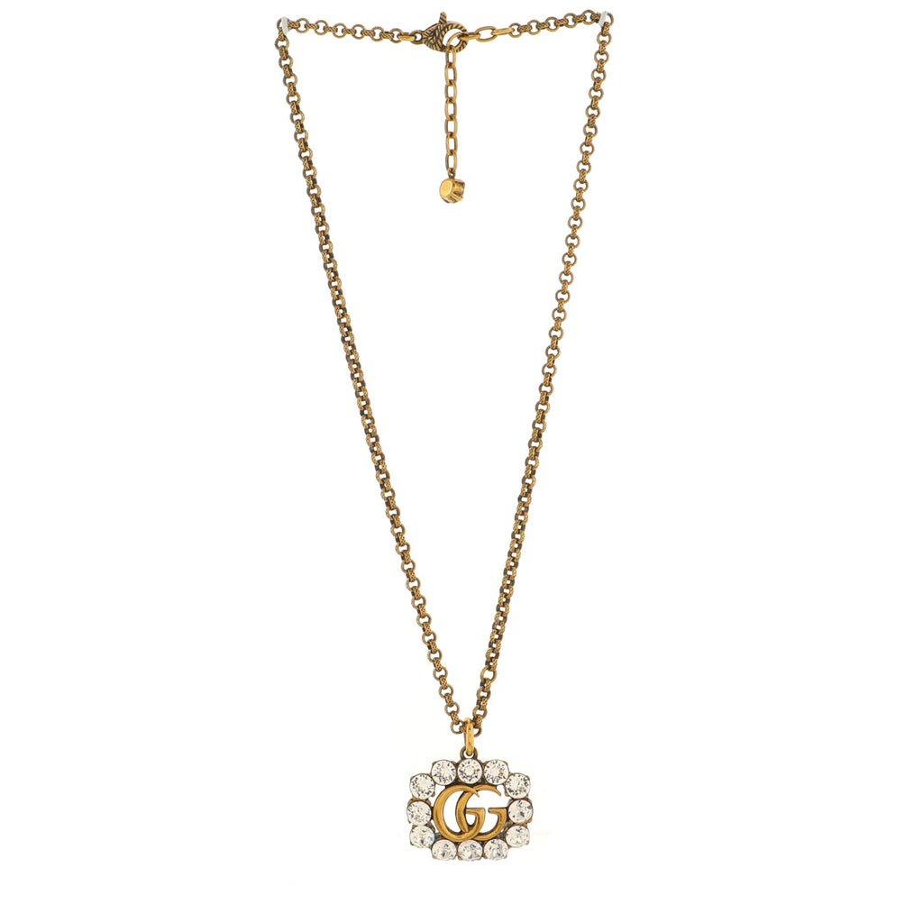 Crystal Around GG Pendant Necklace Metal with Crystals