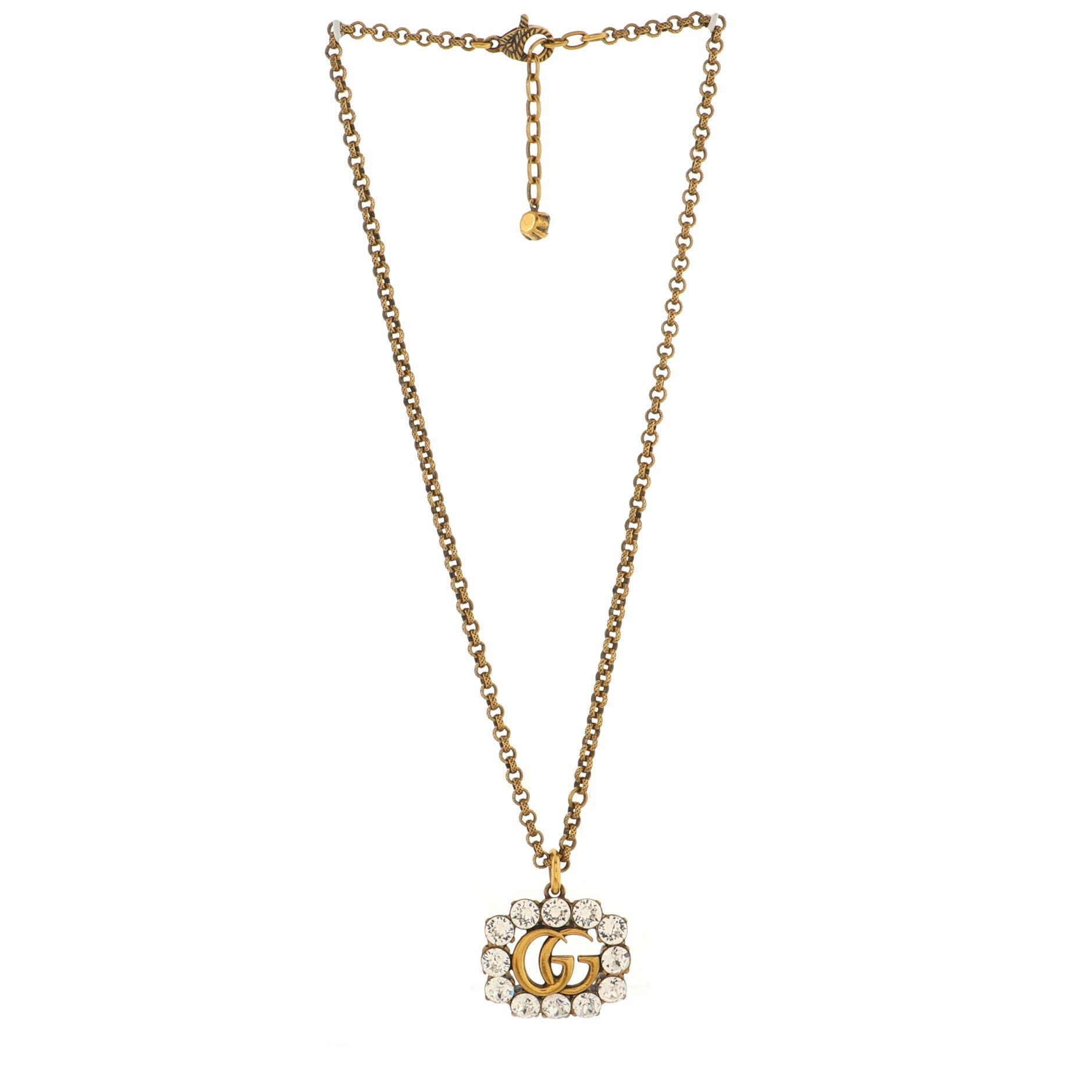Crystal Around GG Pendant Necklace Metal with Crystals