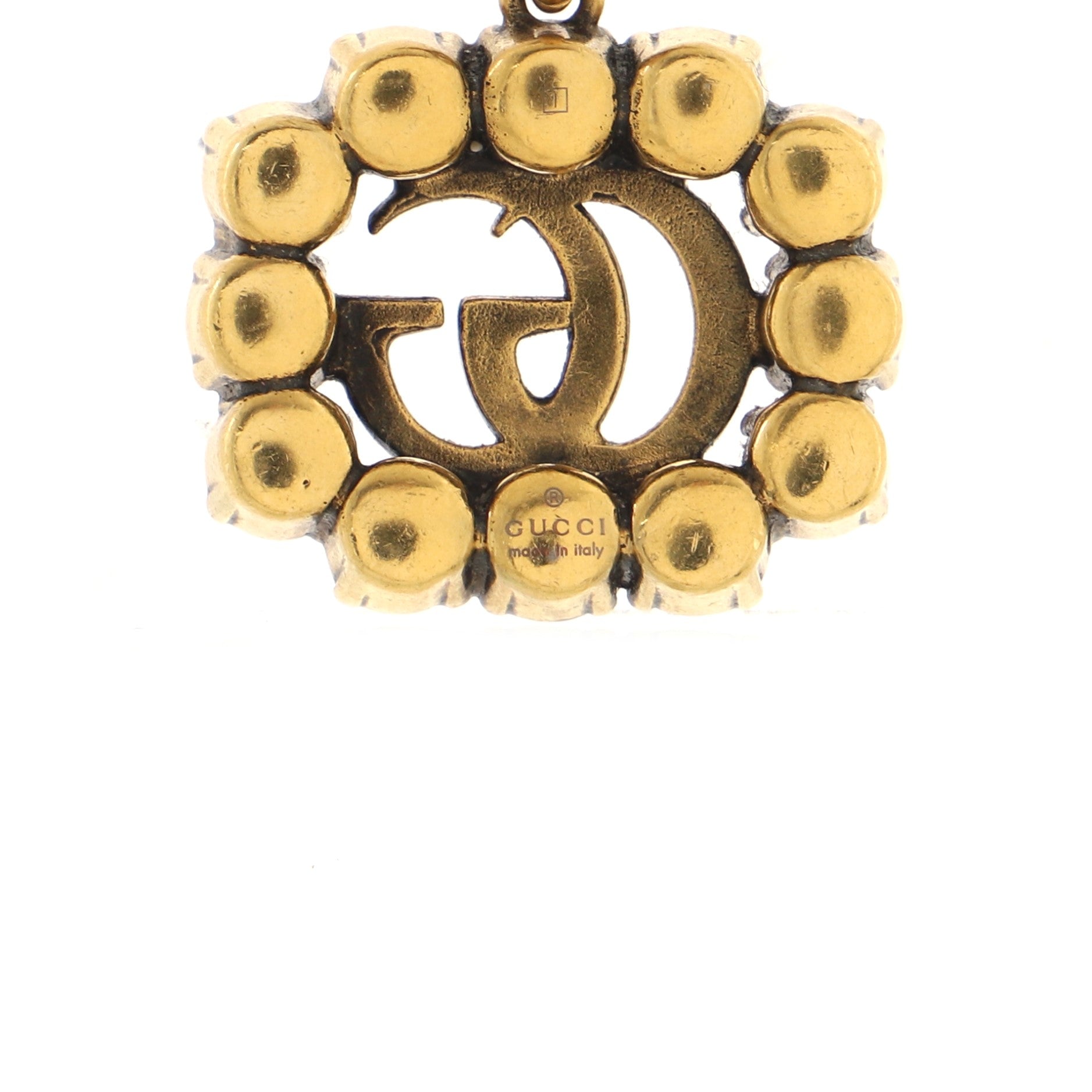 Crystal Around GG Pendant Necklace Metal with Crystals