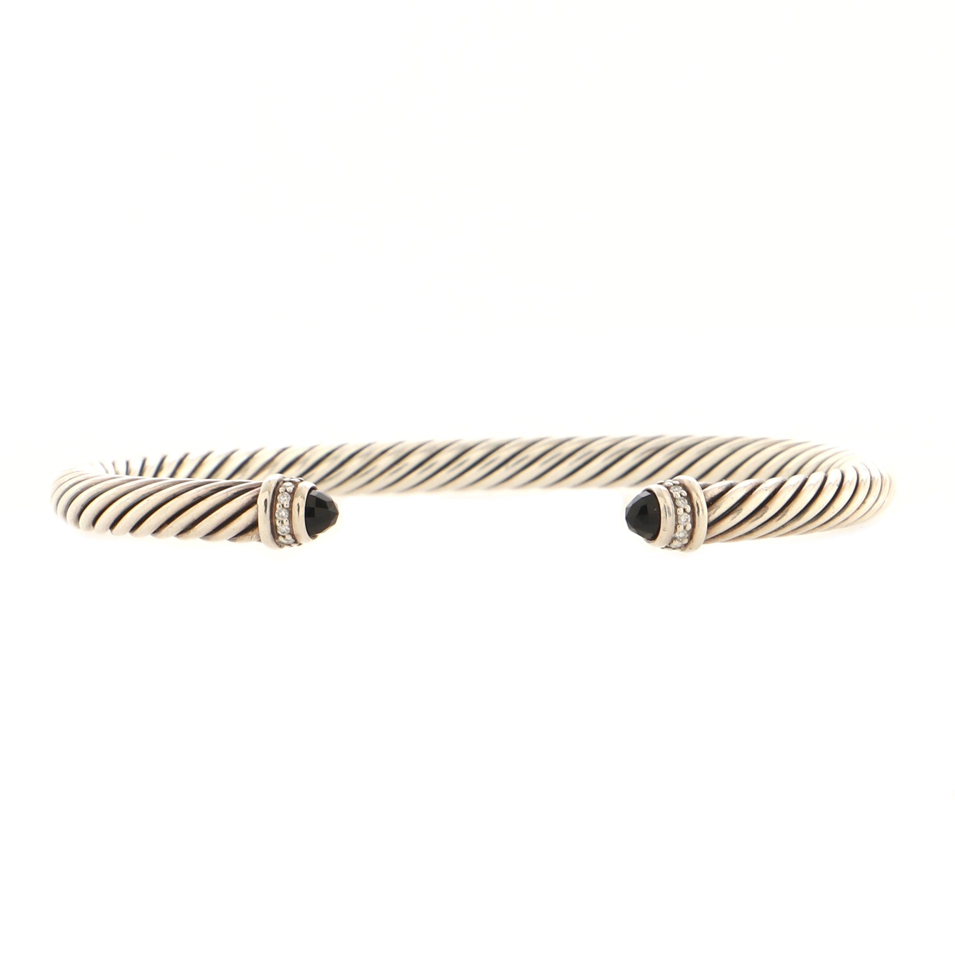 Cable Classic Bracelet Sterling Silver with Onyx and Diamonds 5mm
