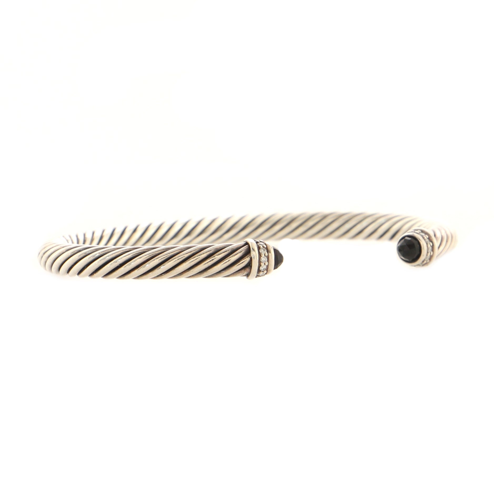 Cable Classic Bracelet Sterling Silver with Onyx and Diamonds 5mm