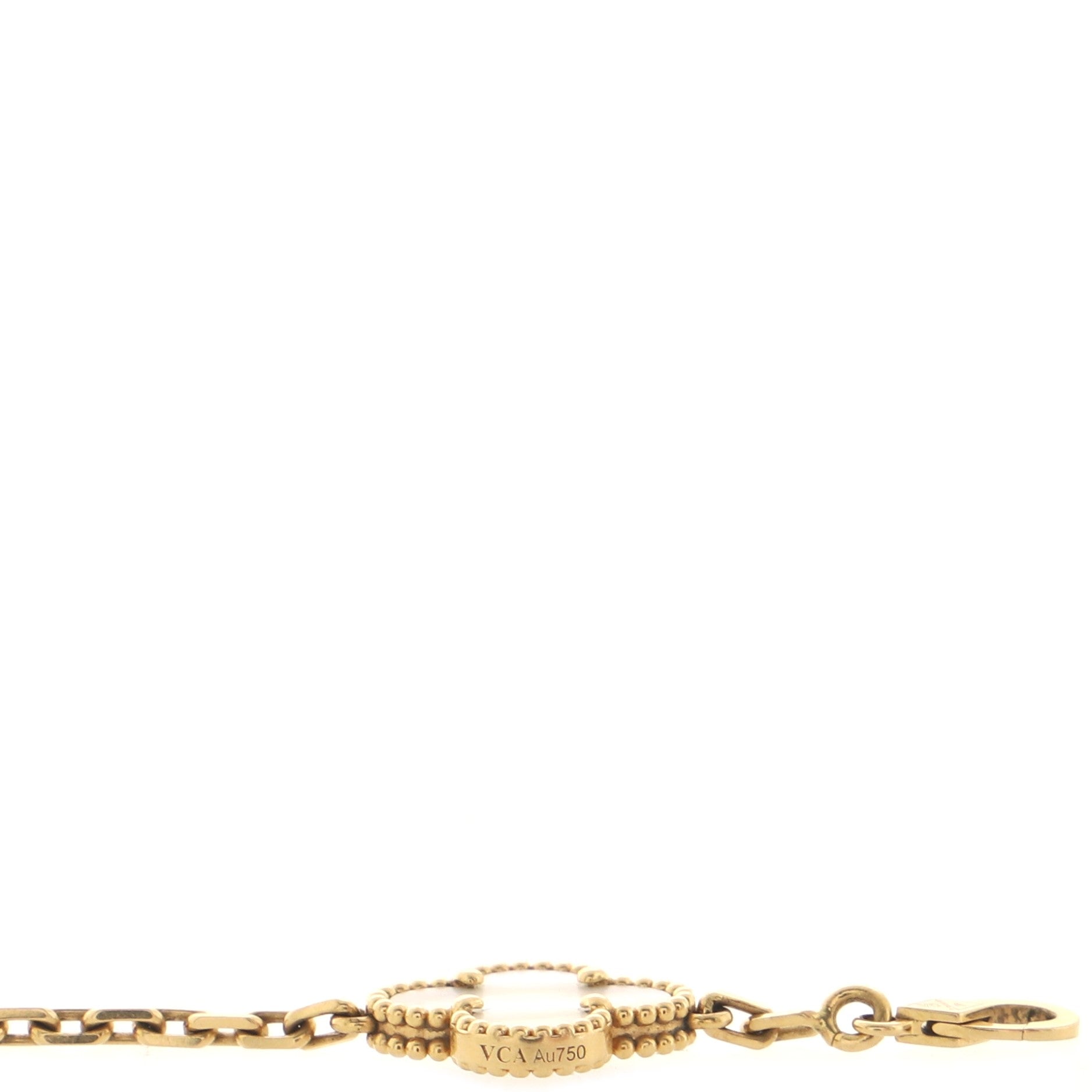 Vintage Alhambra 5 Motifs Bracelet 18K Yellow Gold and Mother of Pearl
