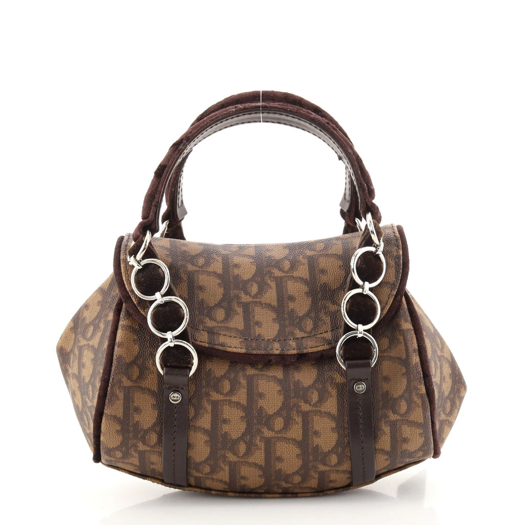 Vintage Trotter Romantique Flap Bag Diorissimo Coated Canvas Mini