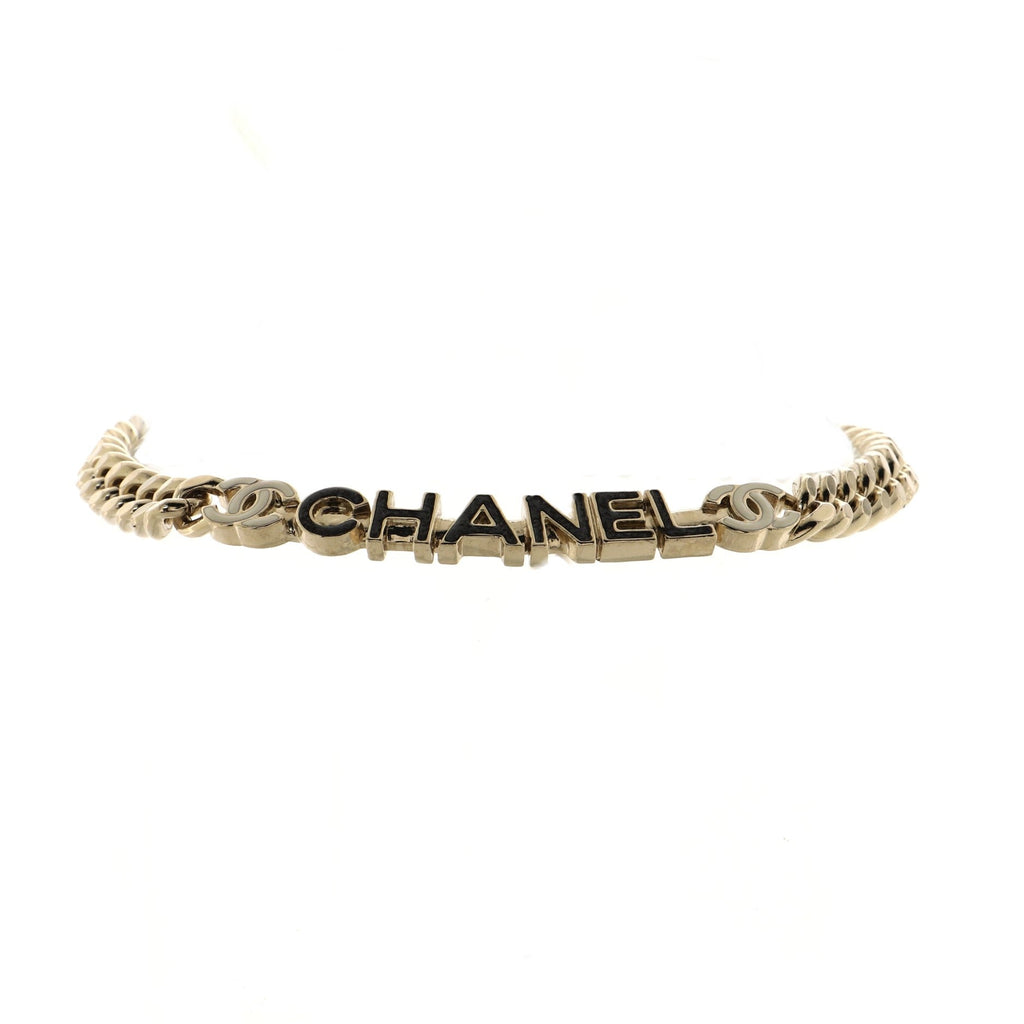 Logo CC Plate Choker Necklace Metal with Enamel