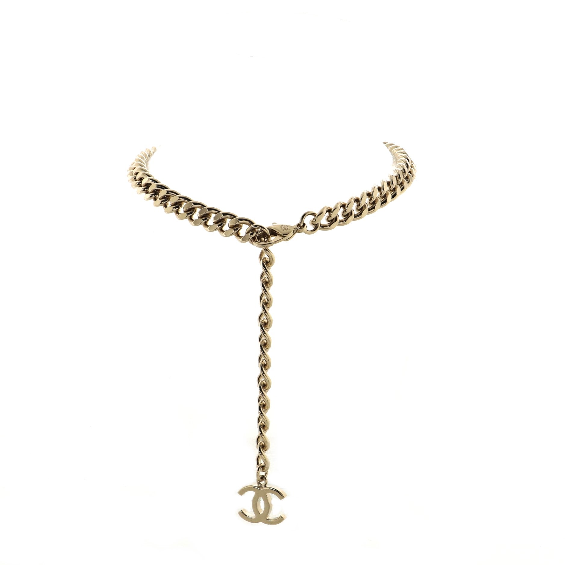 Logo CC Plate Choker Necklace Metal with Enamel