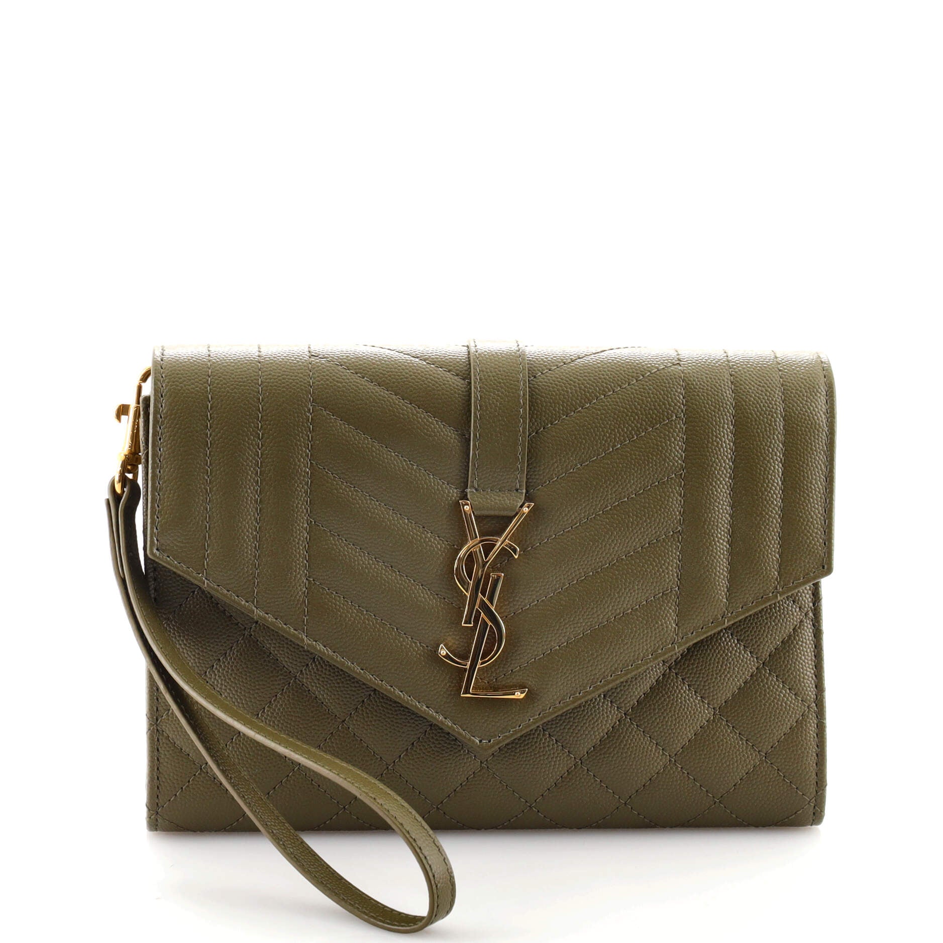Classic Monogram Envelope Wristlet Clutch Mixed Matelasse Leather