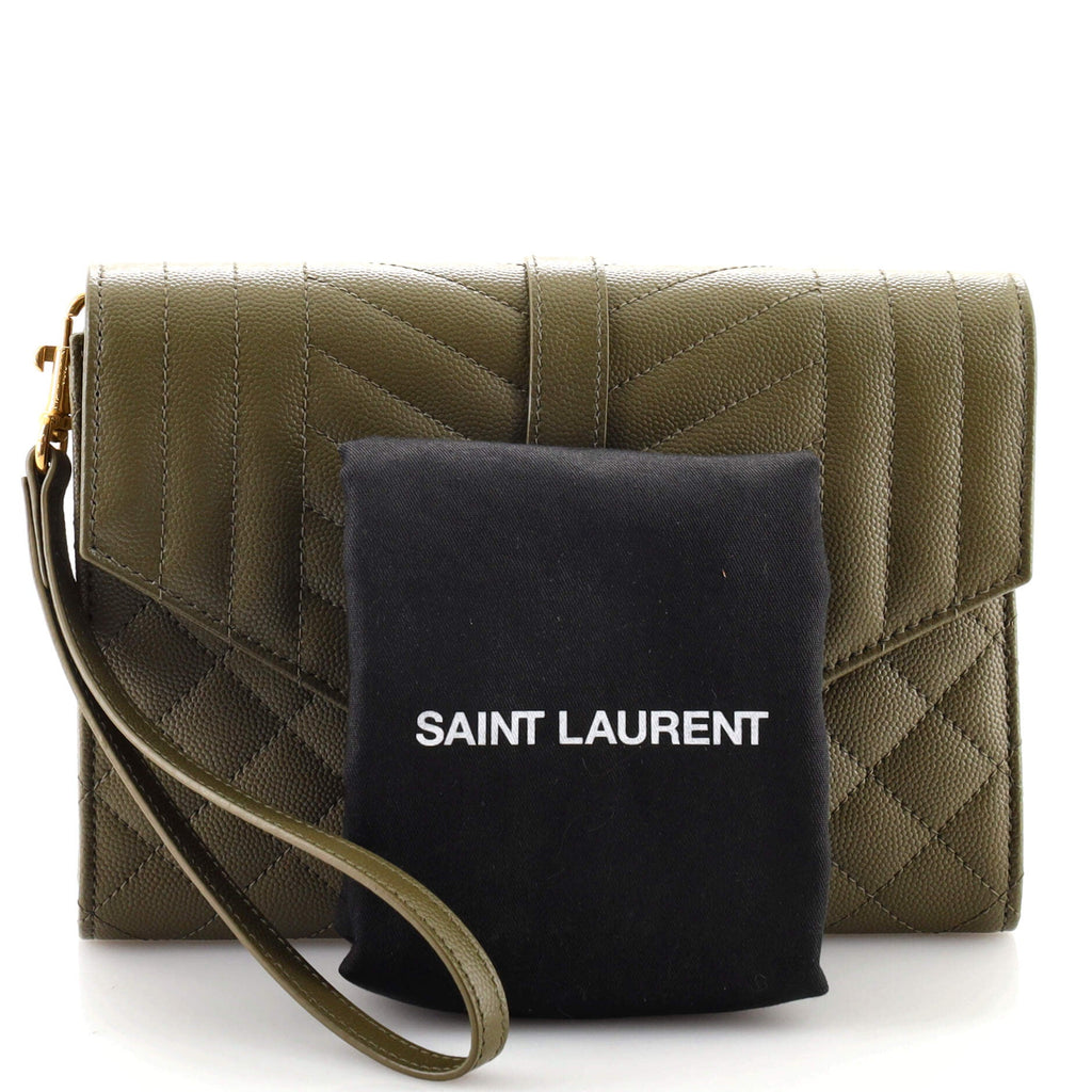 Classic Monogram Envelope Wristlet Clutch Mixed Matelasse Leather