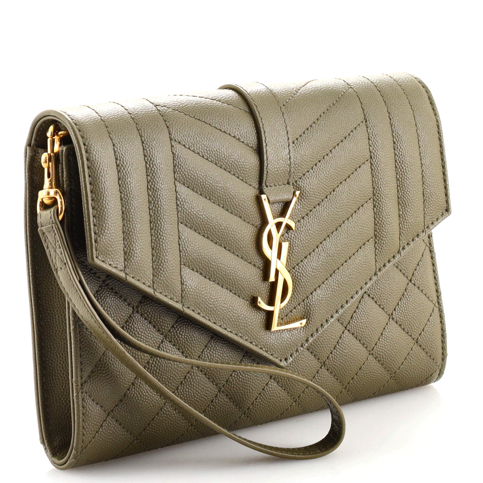 Classic Monogram Envelope Wristlet Clutch Mixed Matelasse Leather