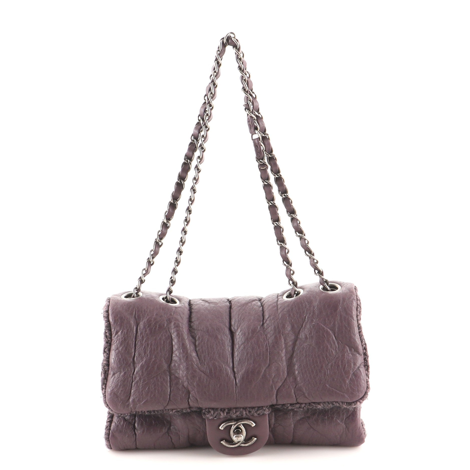 Chic Knit Flap Bag Sheepskin and Wool Mini