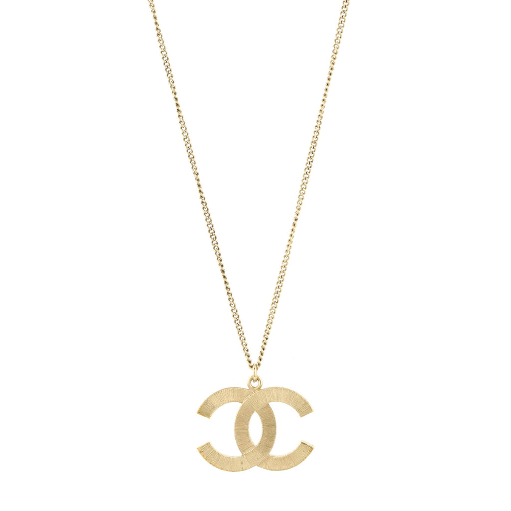 CC Pendant Necklace Metal with Faux Pearls