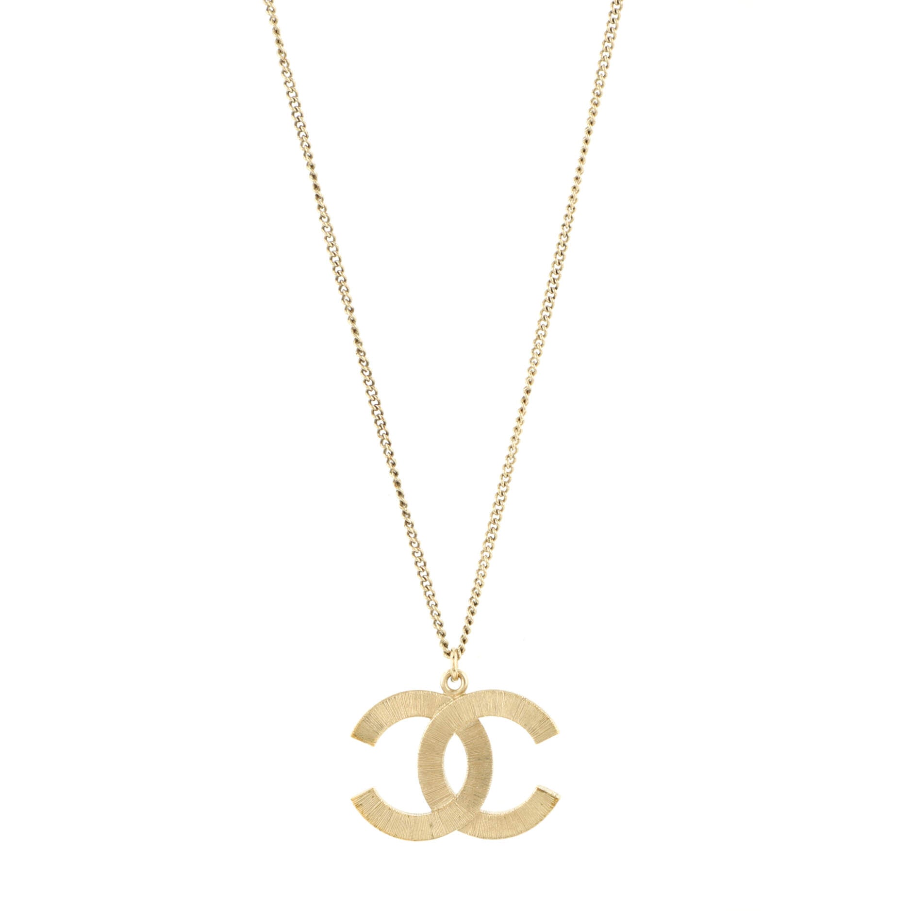 CC Pendant Necklace Metal with Faux Pearls