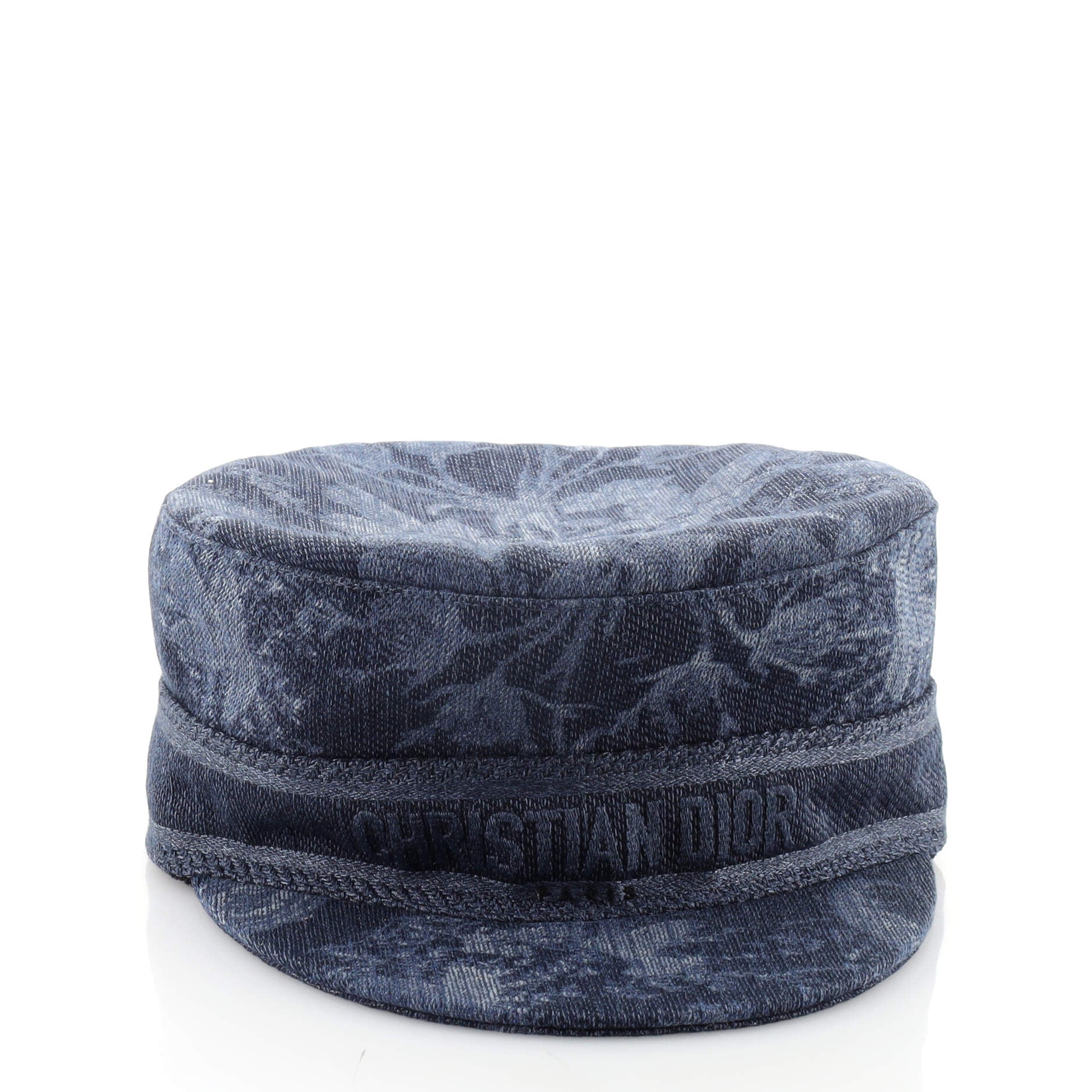 Flowers Baker Boy Cap Embroidered Denim