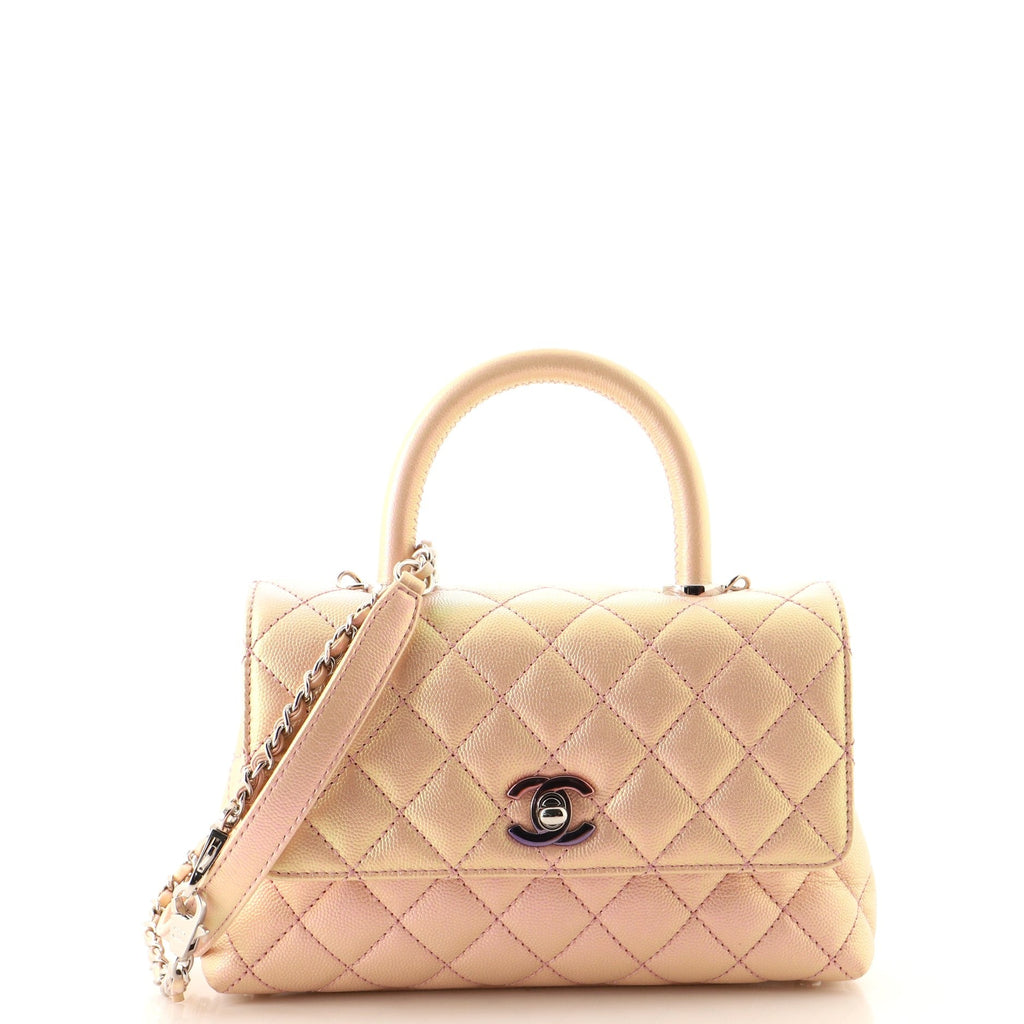 Coco Top Handle Bag Quilted Caviar Mini
