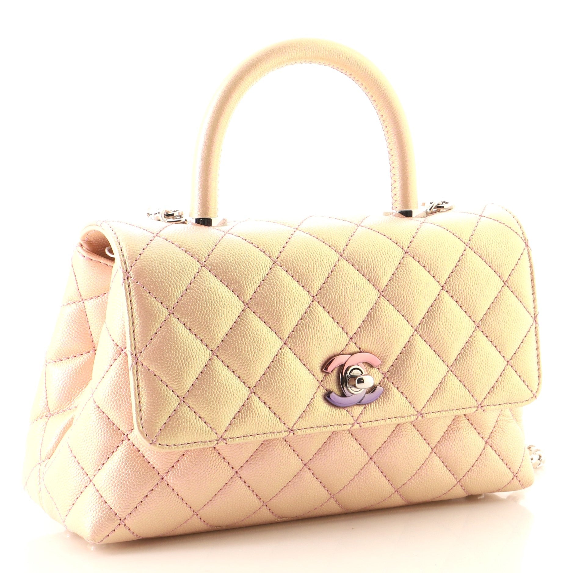 Coco Top Handle Bag Quilted Caviar Mini