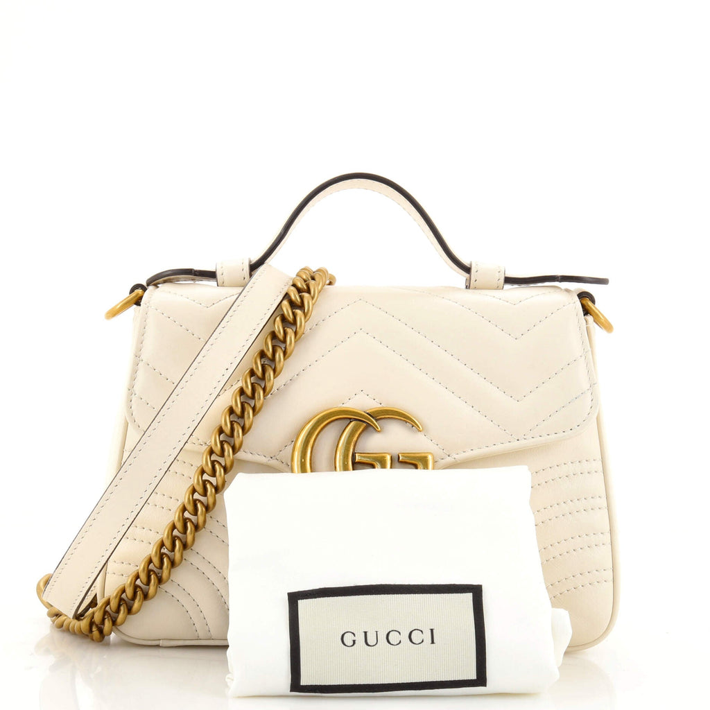 GG Marmont Top Handle Flap Bag Matelasse Leather Mini