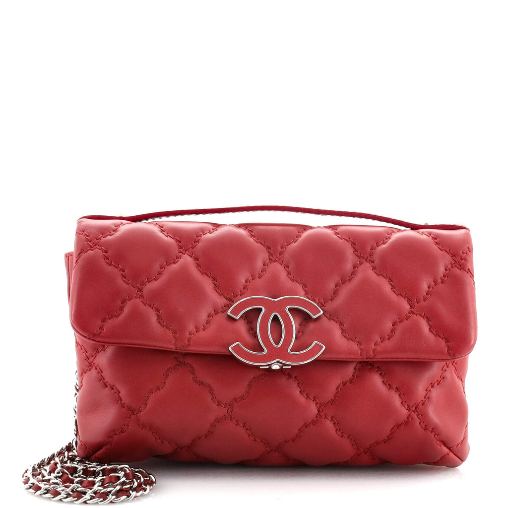 Double Stitch Hamptons Flap Bag Quilted Calfskin Mini