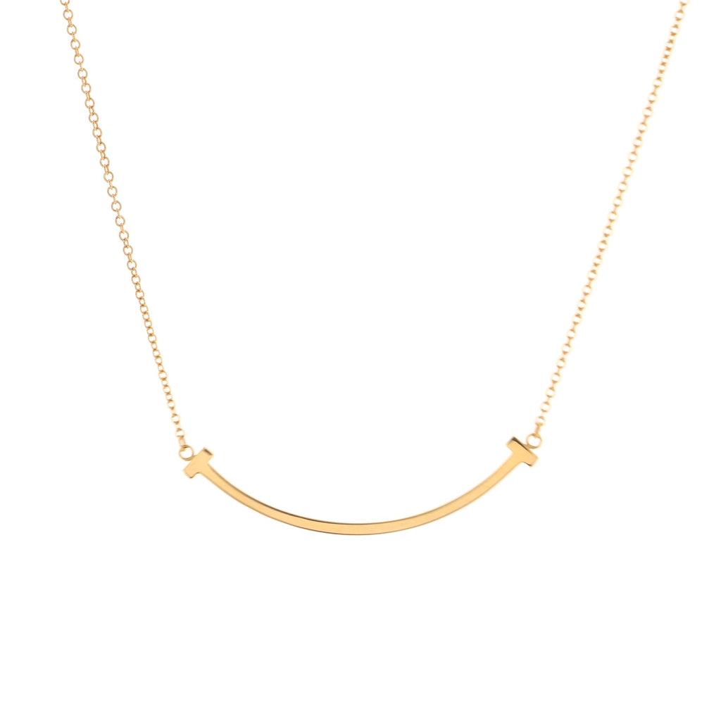 T Smile Pendant Necklace 18K Rose Gold Small