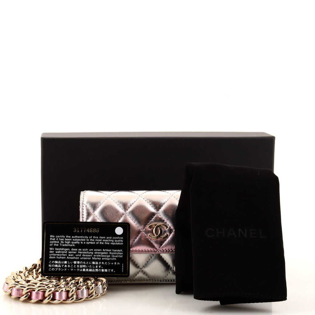 Coco Punk Chain Clutch Quilted Gradient Metallic Lambskin