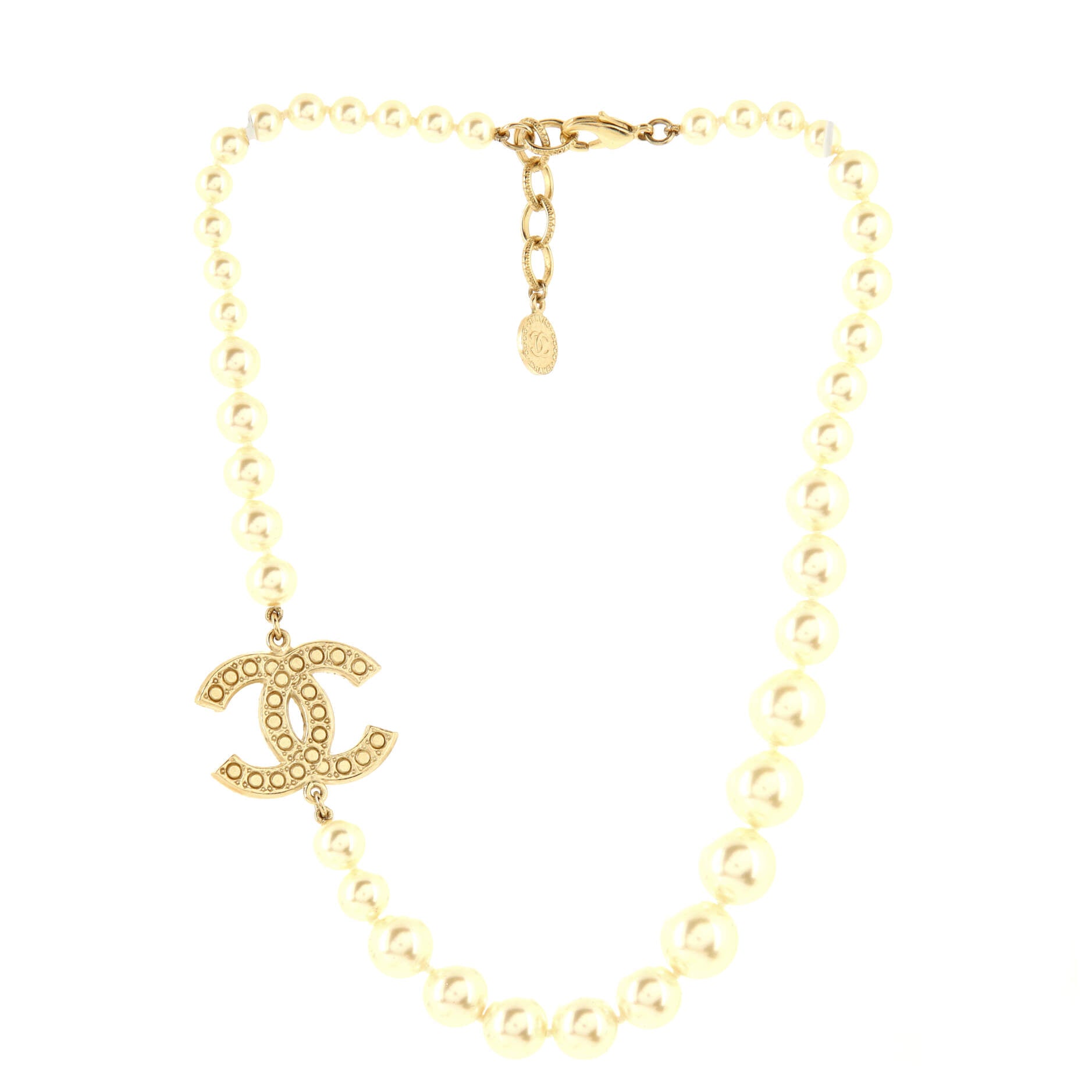 CC 100th Anniversary Short Necklace Metal with Faux Pearls and Crystals
