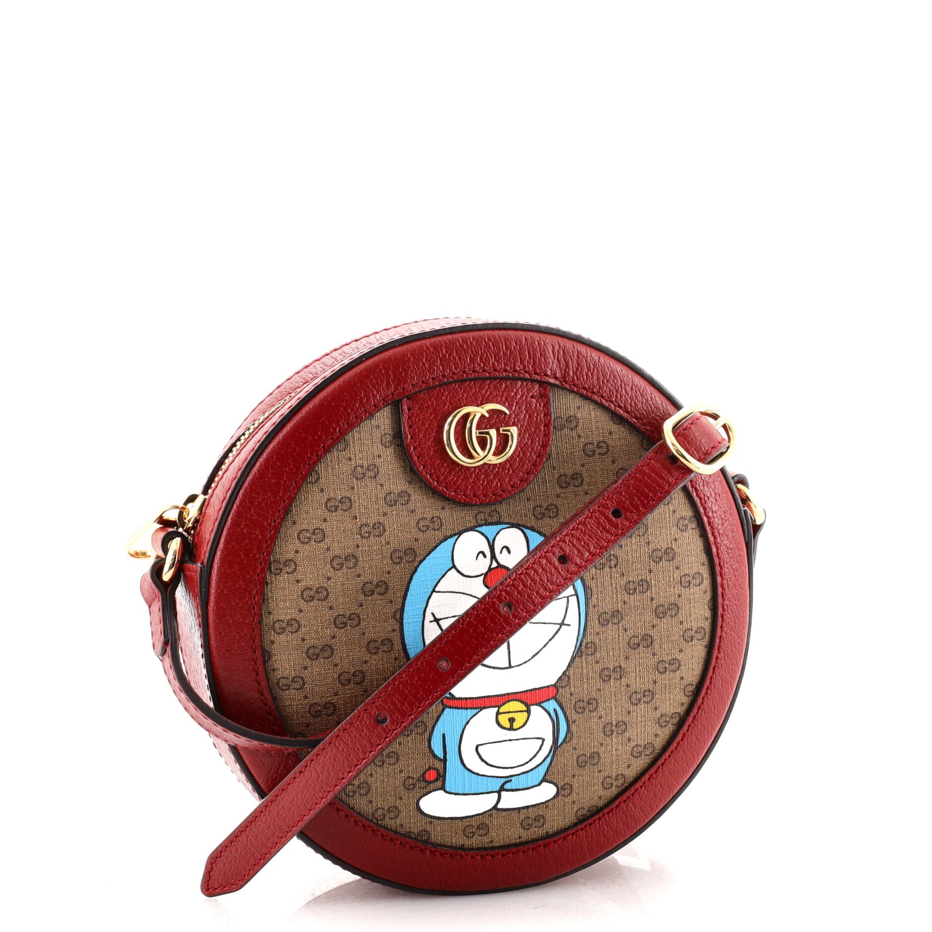 Doraemon Round Shoulder Bag Printed Mini GG Coated Canvas