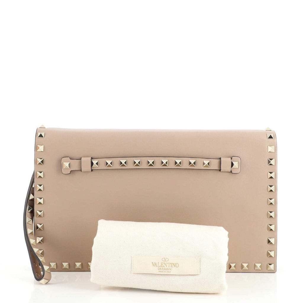 Rockstud Flap Clutch Leather