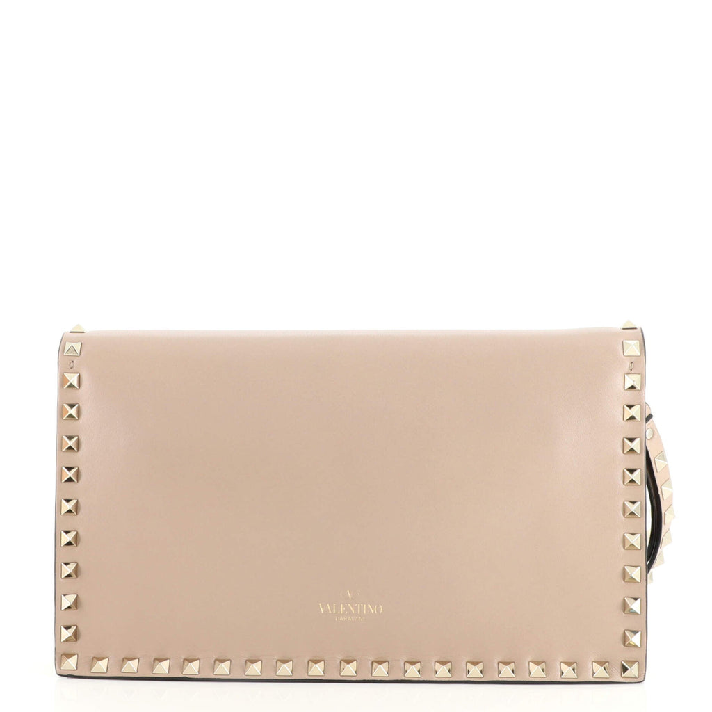 Rockstud Flap Clutch Leather