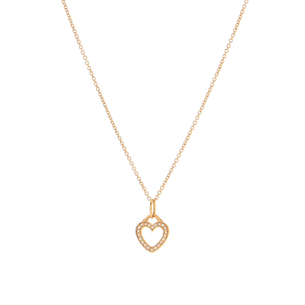 Heart Pendant Necklace 18K Rose Gold and Diamonds