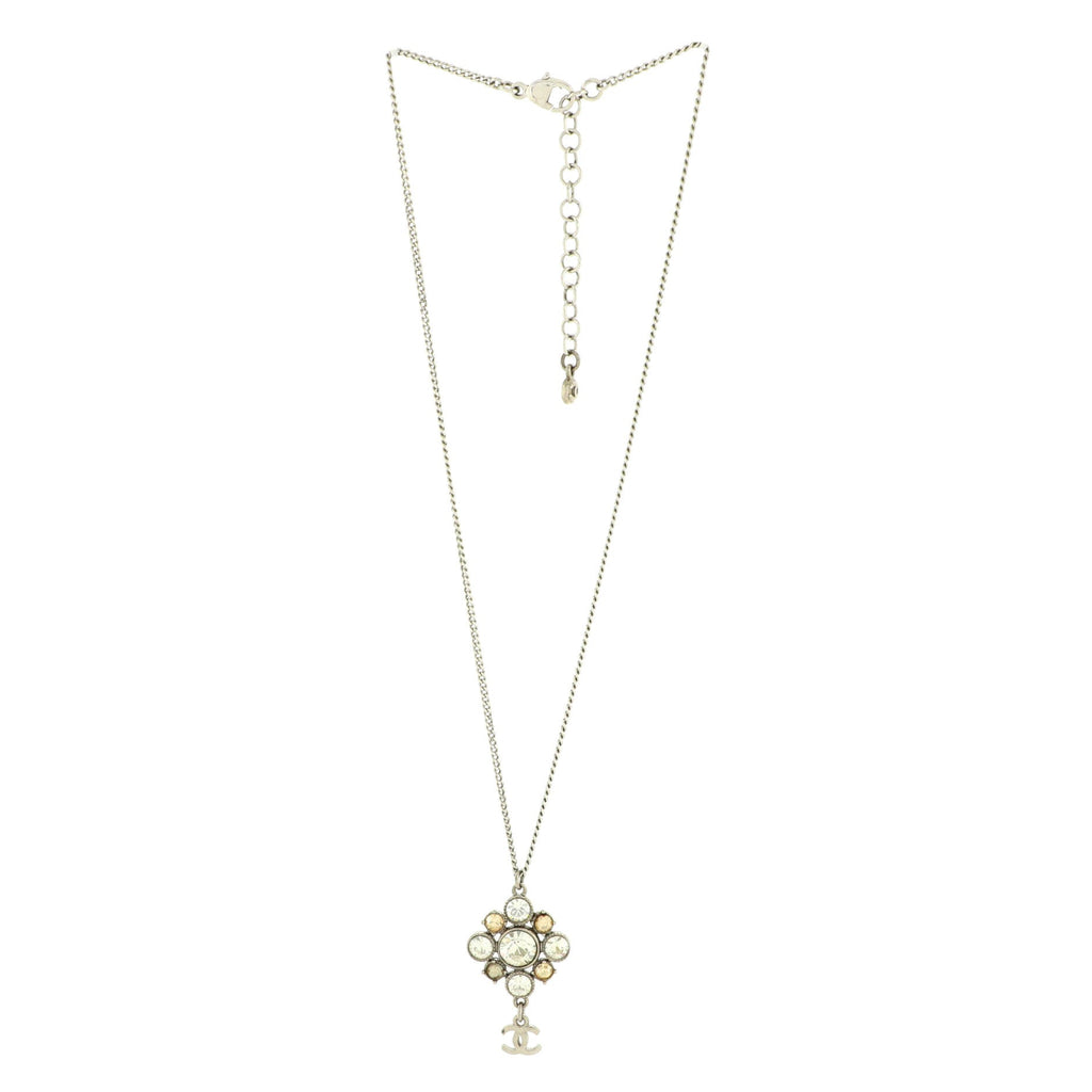 CC Cluster Pendant Necklace Crystal Embellished Metal