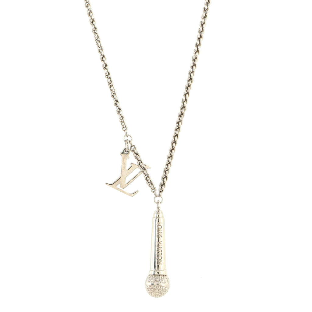 LV DJ Vocabulary Microphone Pendant Necklace Metal