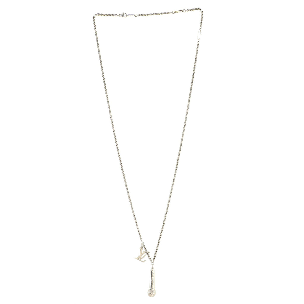 LV DJ Vocabulary Microphone Pendant Necklace Metal