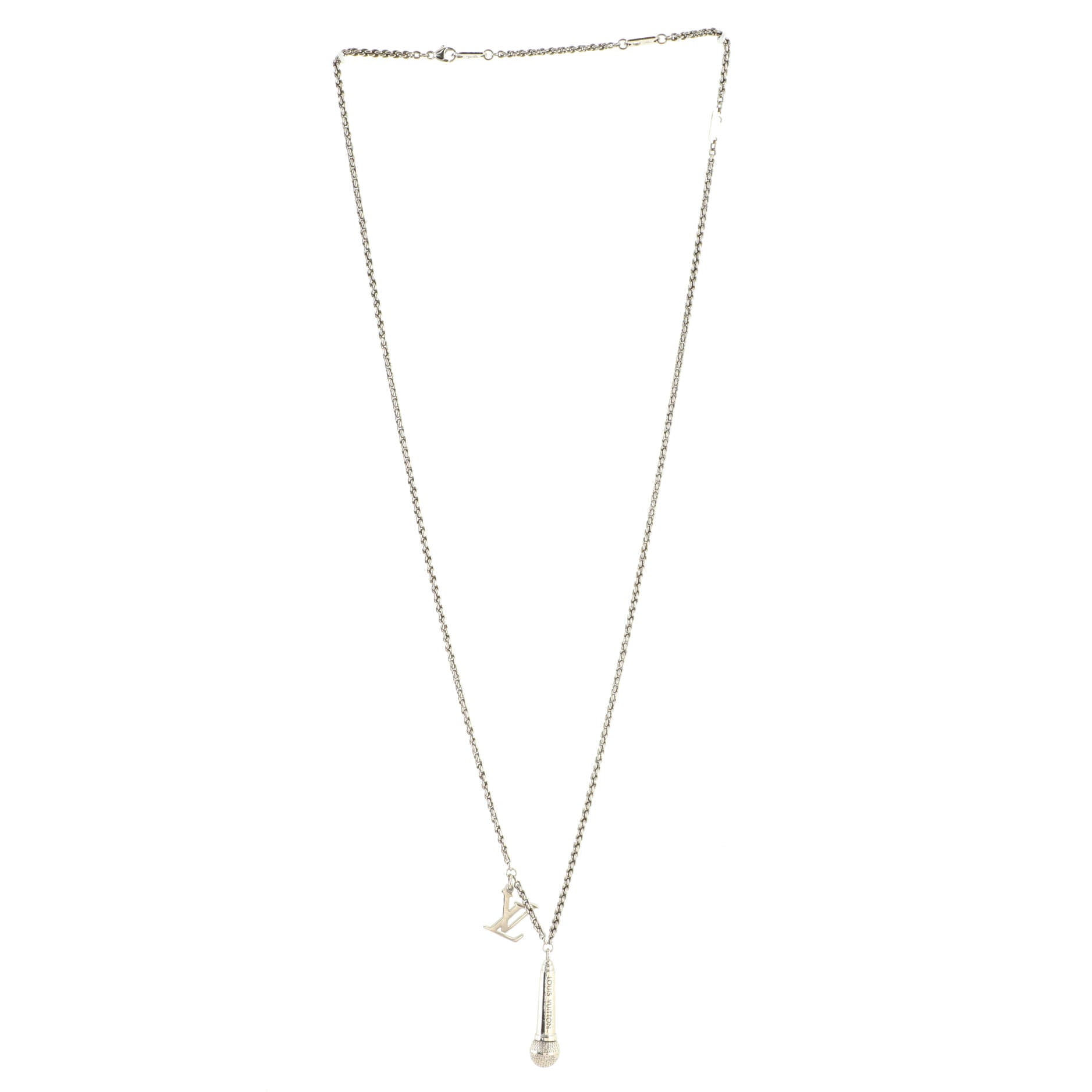 LV DJ Vocabulary Microphone Pendant Necklace Metal