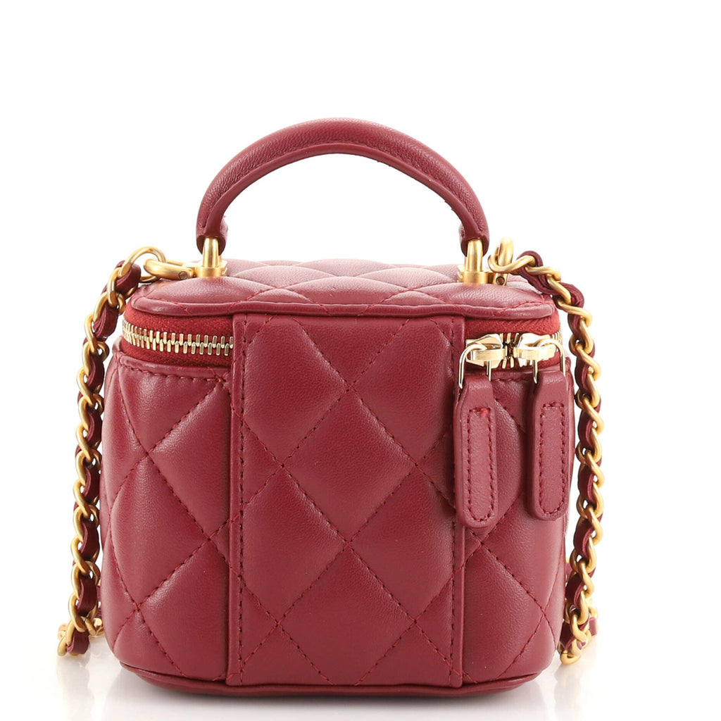 Classic Top Handle Vanity Case with Chain Quilted Lambskin Mini