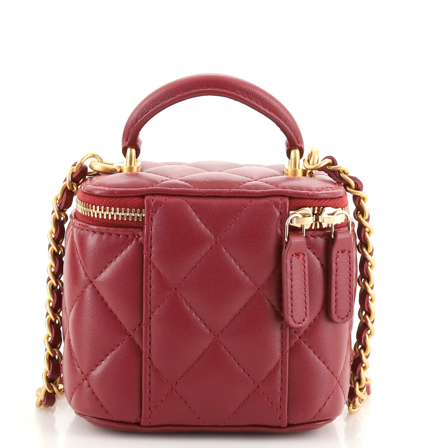 Classic Top Handle Vanity Case with Chain Quilted Lambskin Mini