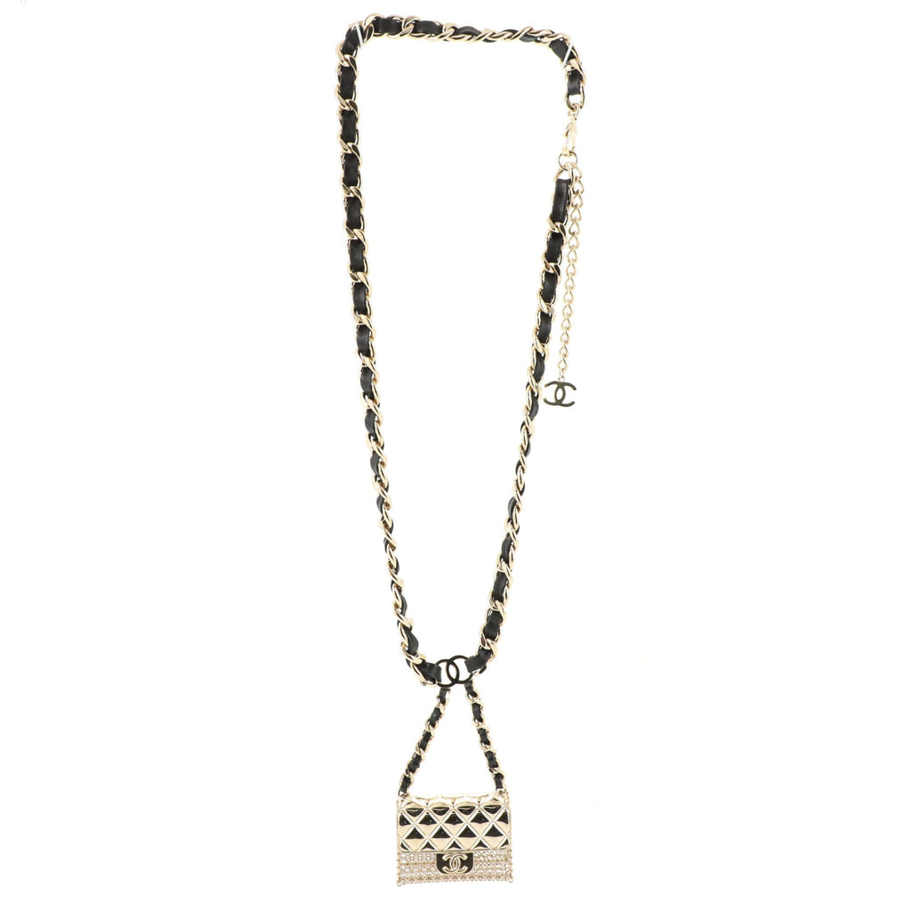 Flap Bag Charm Chain Belt Metal and Lambskin 75