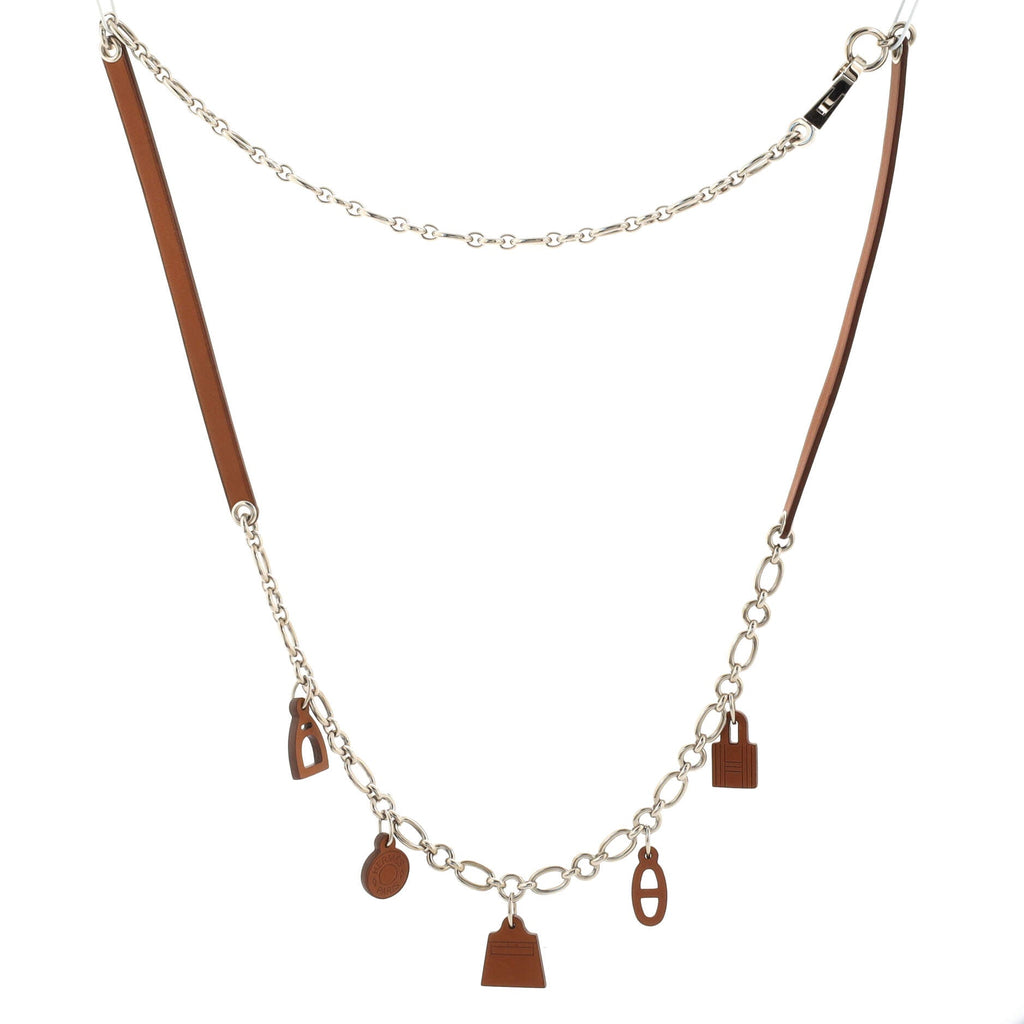 Olga Charm Chain Belt Metal and Leather 90