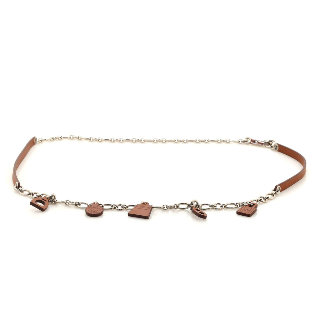 Olga Charm Chain Belt Metal and Leather 90