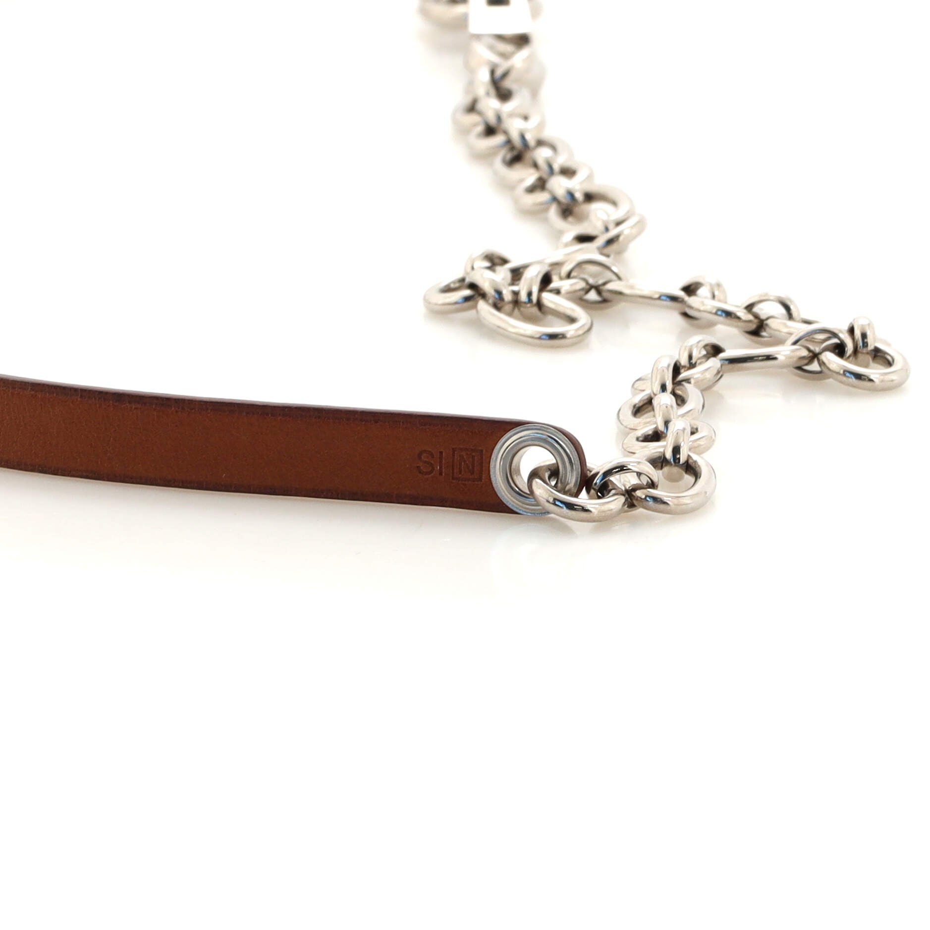 Olga Charm Chain Belt Metal and Leather 90