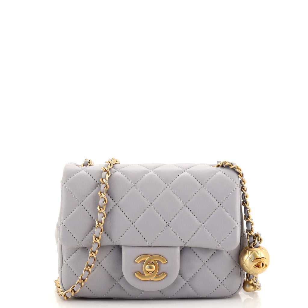 Pearl Crush Square Flap Bag Quilted Lambskin Mini