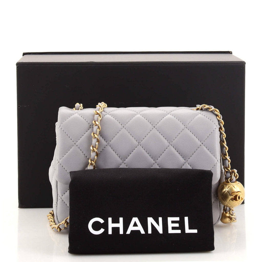 Pearl Crush Square Flap Bag Quilted Lambskin Mini
