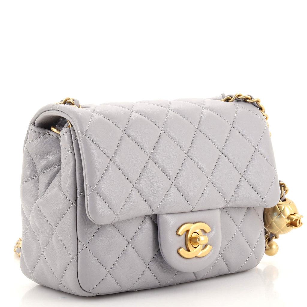 Pearl Crush Square Flap Bag Quilted Lambskin Mini