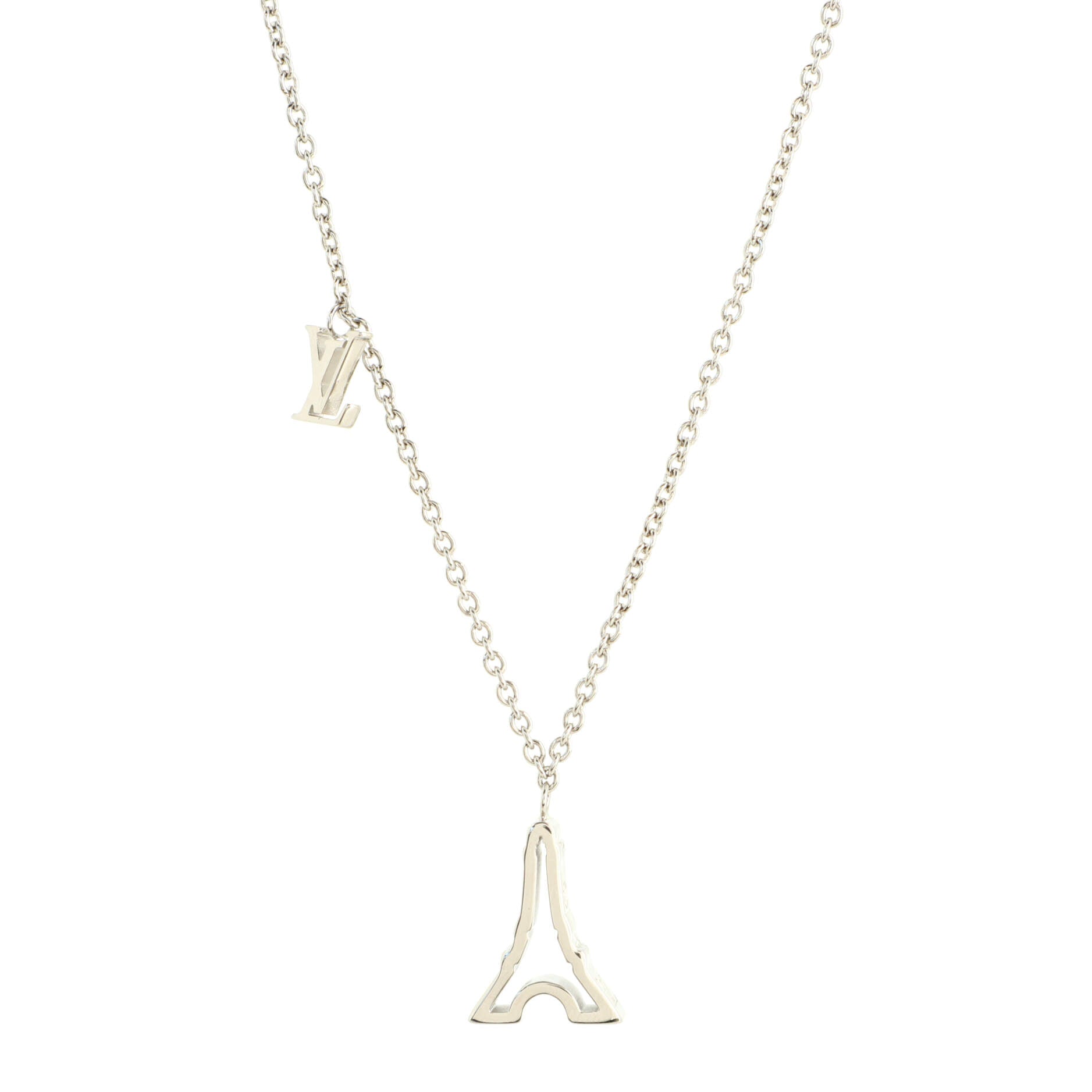 LV and Paris Pendant Necklace Metal