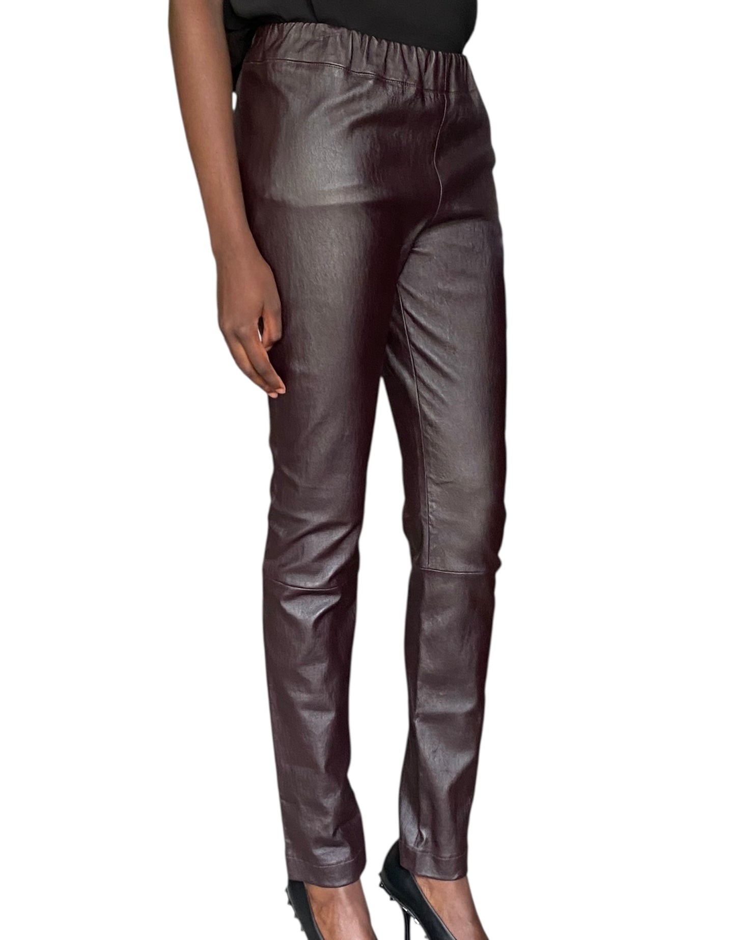 The Row Brown Leather Leggings - L
