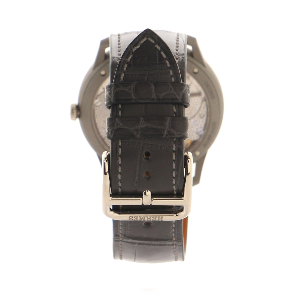 Slim d'Hermes Clair de Lune Quartz Watch Titanium and Alligator 39